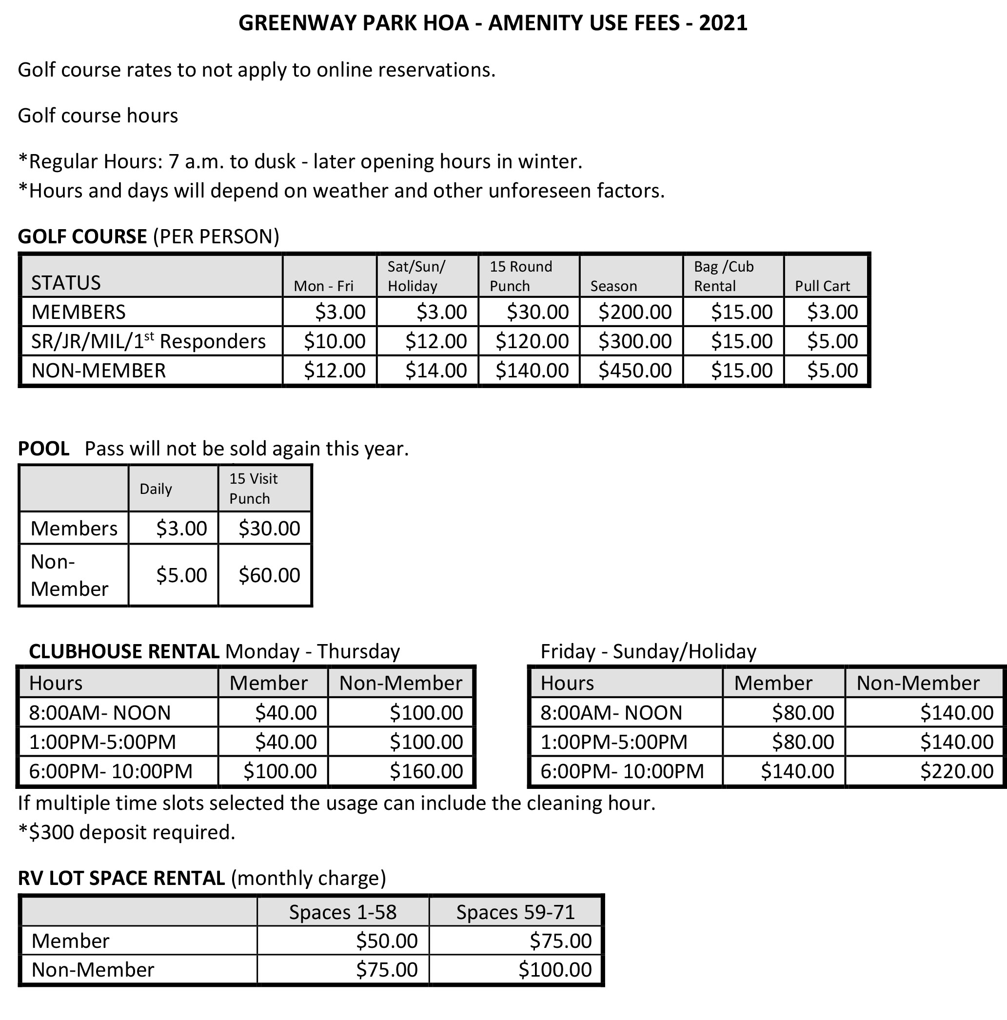 Rates Greenway Park Golf Course Rates Greenway Park Golf Course